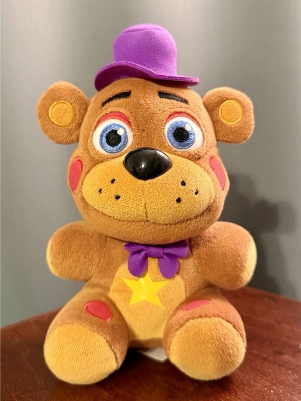 Plush Brown Bear with Purple Hat & Bow - Star Chest Cuddly Toy
